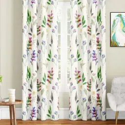 SEJ by Nisha Gupta Off-White Polyester 7 Ft. Door Curtain - Set of 2-45