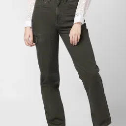 Spykar Olive Green Cotton High Rise Jeans-image-20