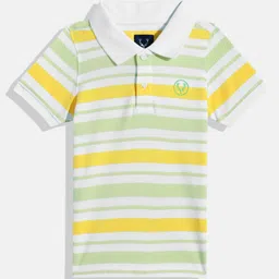 Allen Solly Junior Boys Striped Polo Collar Pure Cotton T-shirt-image-2