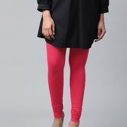 AURELIA Women Fuchsia Pure Cotton Solid Churidar Leggings-image-93