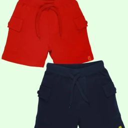 Kiddopanti Multi Boys Cotton Knee Length Basic Knit Cargo Shorts (Pack of 2)-picture-26