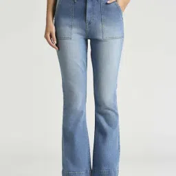 Pepe Jeans Blue Cotton High Rise Bootcut Jeans-picture-17