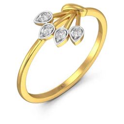 Joyalukkas 18k Yellow Gold & Diamond Leaf Ring for Women-image-83