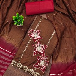 LeeliPeeri Designer Embroidered Unstitched Dress Material-image-52