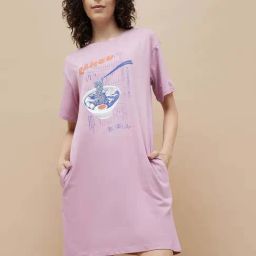 Ginger by Lifestyle Purple Cotton Printed A-Line Dress-image-81