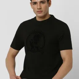 Peter England Black Cotton Regular fit Graphic T-Shirt-picture-22