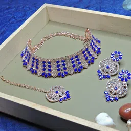 VATSALYA creation Rose Gold-Plated Artificial Stones Alloy Jewellery Set-image-73