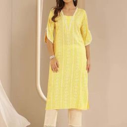 Libas Yellow Straight Fit Printed Kurta-picture-35