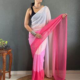 DIVASTRI Colourblocked Pure Georgette Saree-picture-1