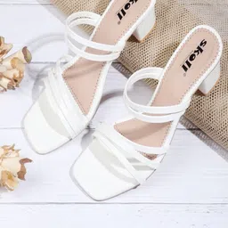 SKOLL Women White Straps Block Sandals-51