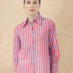 RAREISM Blue Cotton Striped Long Sleeves Top-image-91