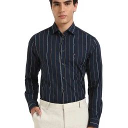 TOMMY HILFIGER Blue Cotton Regular Fit Stripes Shirt-picture-26