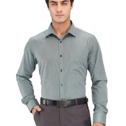 Park Avenue Green Slim Fit Striped Shirt-image-56