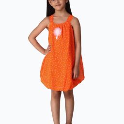 Creative Kid'S Girls Orange Regular Fit Printed Dress-image-33
