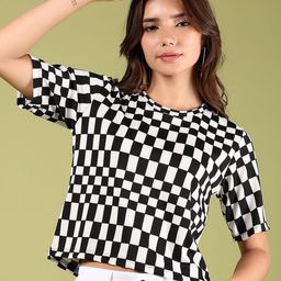 V-Mart Women Geometric Printed Round Neck Cotton T-shirt-picture-30