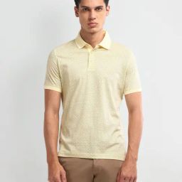 Arrow Yellow Cotton Regular Fit Printed Polo T-Shirt-picture-16