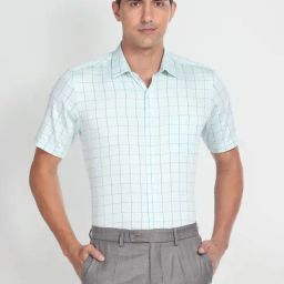 Arrow Green Cotton Regular Fit Checks Shirt-picture-42