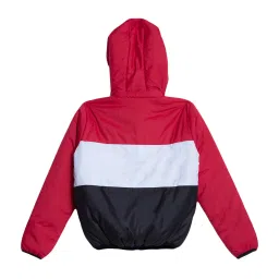Blue Giraffe Kids Red & Black Color Block Pattern Padded Jacket image 2