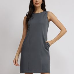 FableStreet Women Crew Neck Shift Dress Grey-picture-22