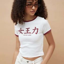 Ginger By Lifestyle Off White Regular Fit Printed T-Shirt-image-9