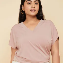 max Women Solid Extended Sleeves Plus Size T-shirt-image-37