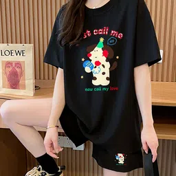 JC Mode Printed Round Neck T-Shirt & Shorts Co-Ords-image-71