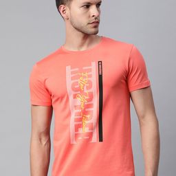 Pierre Carlo Men Peach-Coloured & White Typography Printed T-shirt-picture-9