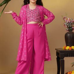 FASHION DREAM Embroidered Top With Palazzo & Shrug-image-128
