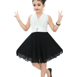 CHANDRIKA Chandrika Girls Midi/Knee Length Partywear Dress (White, Sleeveless)-picture-42