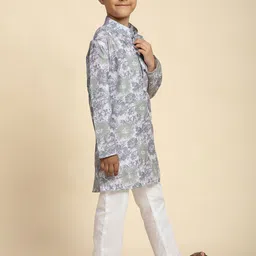 Pro-Ethic STYLE DEVELOPER Boys Floral Printed Regular Pure Cotton Kurta with Pyjamas image 3