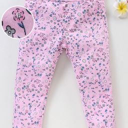 Simply Premium Full Length Cotton Leggings Floral Print - Pink-image-69