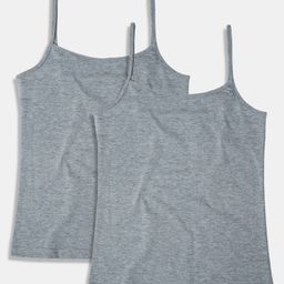 SillySally Pack Of 2 Sleeveless Solid Camisoles - Grey Melange-image-92