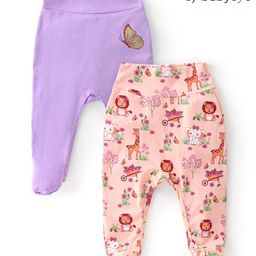 Babyoye Eco-Conscious Cotton Knit Bootie Leggings Lion Print Pack of 2 - Multicolour-8