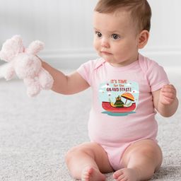KNITROOT Onam Theme Half Sleeves Onam Time For Grand Feast Printed Onesie - Pink-image-41