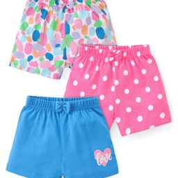 Babyhug Cotton Knit Shorts Polka Dot Print Pack of 3 - Multicolour-image-84