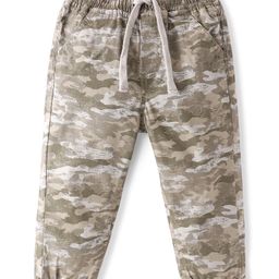 Babyhug Cotton Woven Full Length Trousers with Stretch Camouflage Print -Beige-image-51