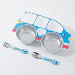 Car Shaped  Section Plate with Fork & Spoon - Blue-21