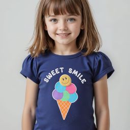 Babyhug Cotton Knit Half Sleeves Top with Ice Cream Graphics  - Navy Blue-image-94