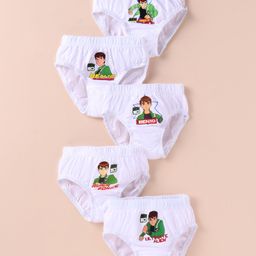 Bodycare Cotton Knit Briefs with  Ben 10 Graphics Pack of 5 - White-27