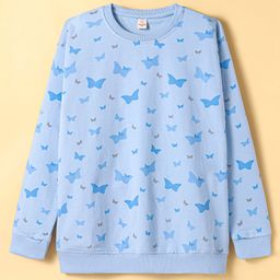 Olio Kids Lycra Knitted Full Sleeves Sweatshirt With Butterfly Print - Sky Blue-picture-48