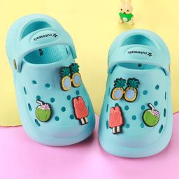 Cute Walk by Babyhug Clogs with Backstrap & Beach Theme Applique - Light Blue-image-69