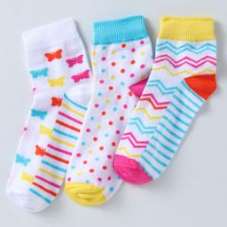 Pine Kids Ankle Length Socks withPolka Dots Design Pack Of 3 (Colour May Vary)-image-43