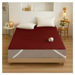 RRC 4 Corner Elastic Strap King Size Waterproof Quilted Mattress Protector - Maroon-image-25