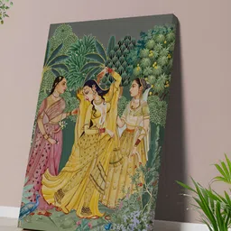 Livin'luxe Yellow & Green Traditional Indian Classical Canvas Wall Art-image-88