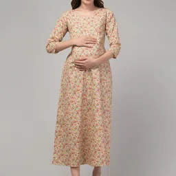 Zuvino Floral Print Maternity A-Line Midi Dress-picture-20