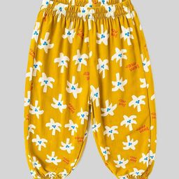 LULU & SKY Unisex Kids Floral Printed Loose Fit High-Rise Zip Trousers-image-7