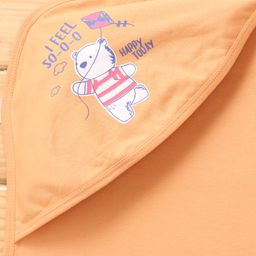 Simply Interlock Knit Bath Towel with Teddy & Text Print L 80 x B 80 cm - Orange image 4