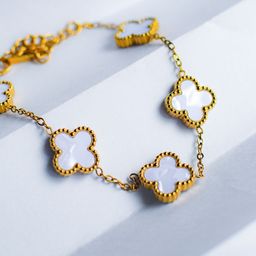 RaasRani Women Mother of Pearl Gold-Plated Wraparound Bracelet-image-53
