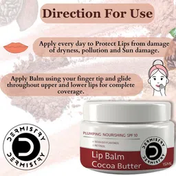 DERMISTRY Plumping Nourishing SPF10 Lip Balm With Cocoa Butter For Chapped Lips- 15 ml image 4
