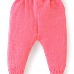 Babyhug Knit Full Sleeves Front Open Sweater & Pant Set with Cap and Booties Shell Design - Pink & White image 5